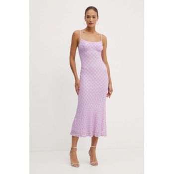 Bardot rochie ADONI culoarea violet, maxi, mulata, 57998DB1