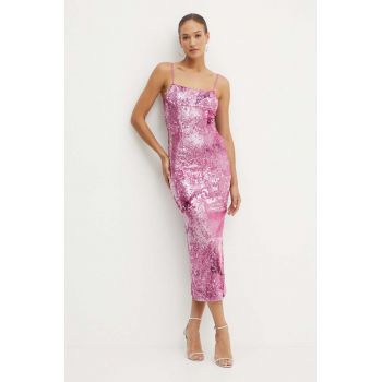 Bardot rochie INFINITE culoarea roz, maxi, drept, 58776DB1