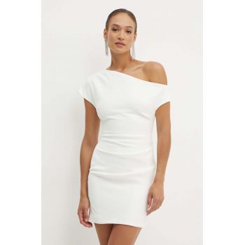 Bardot rochie LETITA culoarea alb, mini, mulata, 59408DB