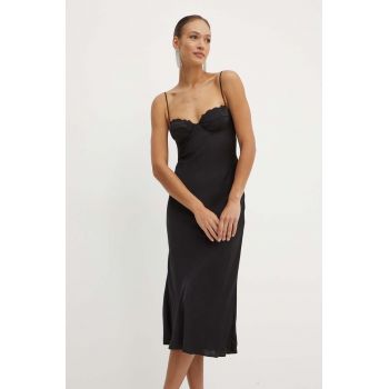 Bardot rochie SABINA culoarea negru, maxi, drept, 59209DB