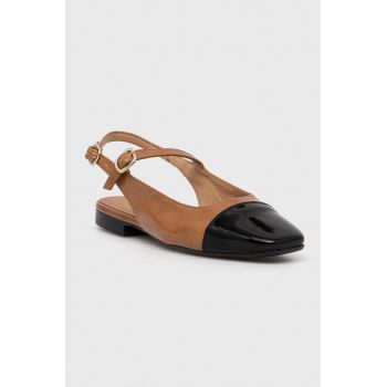 Billi Bi balerini de piele culoarea maro, cu toc deschis, A6801 Billi Bi balerini de piele culoarea maro, cu toc deschis, A6801