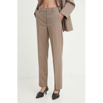 By Malene Birger pantaloni IGDA femei, culoarea maro, drept, high waist, Q72526002