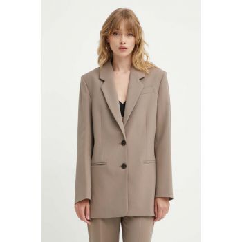 By Malene Birger sacou OPHIE culoarea maro, un singur rand de nasturi, neted, Q72526001