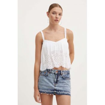 Hollister Co. top femei, culoarea alb