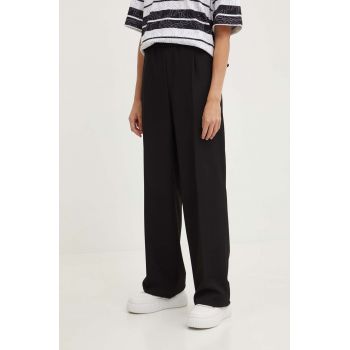 HUGO pantaloni femei, culoarea negru, drept, high waist, 50517997