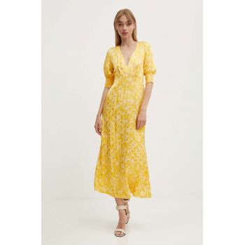 Never Fully Dressed rochie May culoarea galben, maxi, drept, NFDDR1503