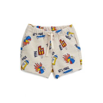 Pantaloni scurti cu imprimeu grafic si buzunare laterale