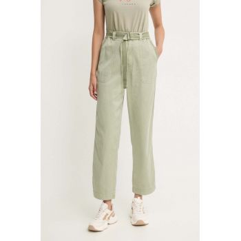 Pepe Jeans pantaloni AYLIN femei, culoarea verde, drept, high waist, PL211763