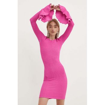 Rotate rochie CRINKLE MINI DRESS culoarea roz, mini, mulata, 113162504