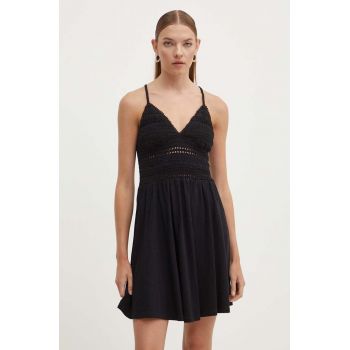 Superdry rochie din bumbac culoarea negru, mini, evazati