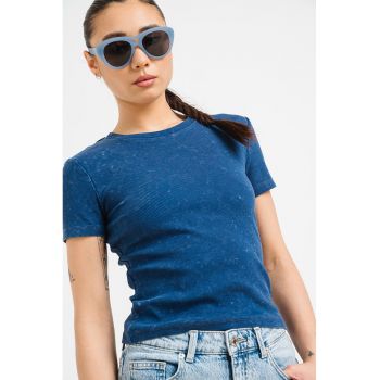 Tricou striat cu decolteu rotund
