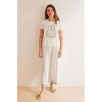 women'secret pijama Miffy femei, culoarea alb, 3137665