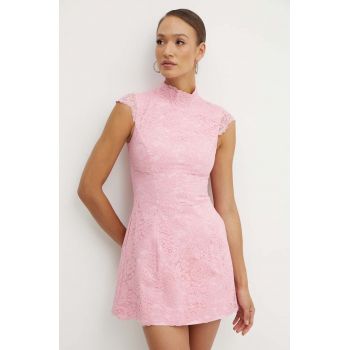 Bardot rochie ANDREA culoarea roz, mini, evazati, 59412DB