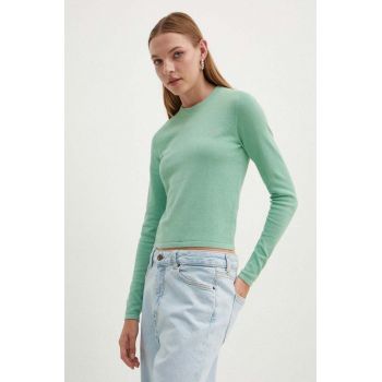 HUGO pulover de bumbac culoarea verde, light, 50514296