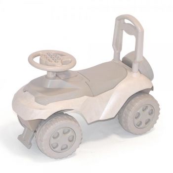 Masinuta copii Ride-On Music 014202eco Beige Brown, spatar cu posibilitatea de impingere, inaltimea scaunului 29 cm