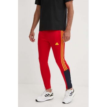 adidas pantaloni de trening Tiro culoarea rosu, cu imprimeu, IY4518
