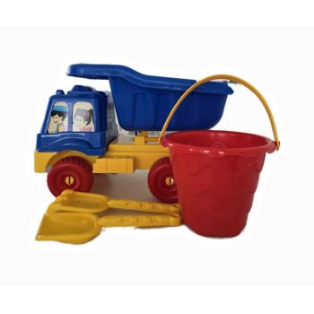 Set Camion pentru nisip cu galetusa si 2 accesorii Blue Yellow