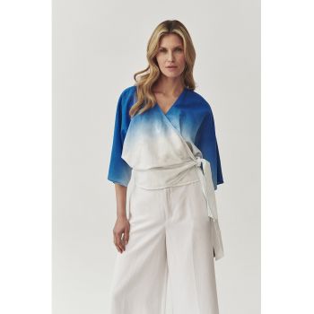 Bluza petrecuta din amestec de in cu aspect in degrade Salwadora