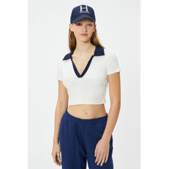 Tricou polo crop