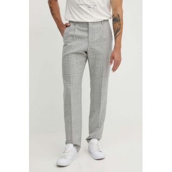 BOSS pantaloni de lana culoarea albastru marin, drept, 50521945