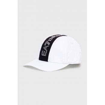 EA7 Emporio Armani șapcă de baseball din bumbac culoarea alb, cu imprimeu, 4F103.245117