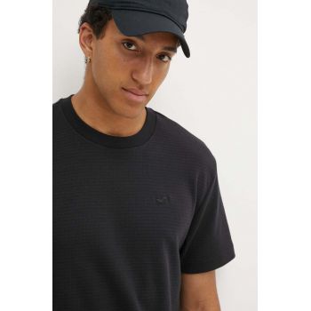 Hollister Co. tricou barbati, culoarea negru, neted