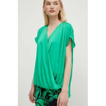 Joseph Ribkoff bluza femei, culoarea verde, neted, 241278