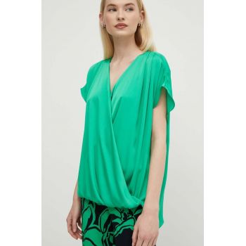 Joseph Ribkoff bluza femei, culoarea verde, neted, 241278