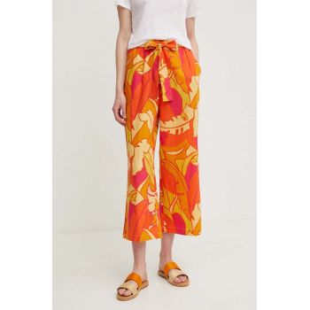 Joseph Ribkoff pantaloni din in culoarea portocaliu, lat, high waist, 242910