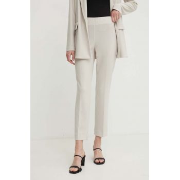 Joseph Ribkoff pantaloni femei, culoarea bej, drept, medium waist, 143105