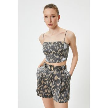 Top crop cu bretele ajustabile