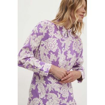 Answear Lab camasa femei, culoarea violet, cu guler clasic, regular