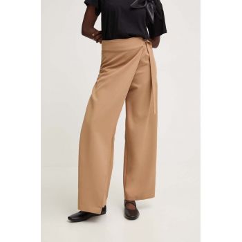 Answear Lab fustă pantaloni culoarea alb, lat, high waist