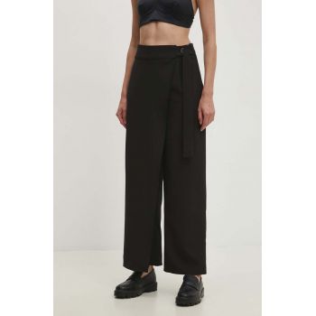 Answear Lab fustă pantaloni culoarea negru, lat, high waist