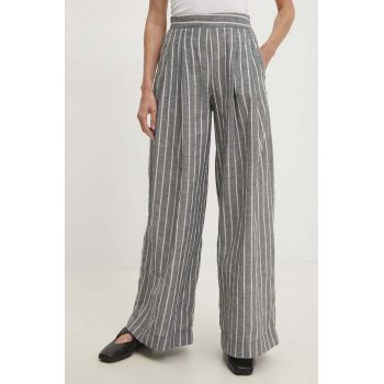 Answear Lab pantaloni de bumbac culoarea gri, lat, high waist