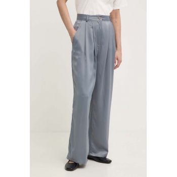 Answear Lab pantaloni femei, culoarea gri, drept, high waist