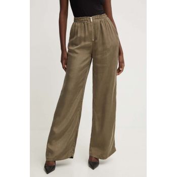 Answear Lab pantaloni femei, culoarea verde, lat, high waist
