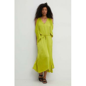 Answear Lab rochie culoarea verde, maxi, evazată
