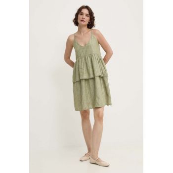 Answear Lab rochie din in culoarea verde, mini, evazati