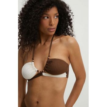 Answear Lab sutien de baie culoarea maro, cupa usor rigidizata