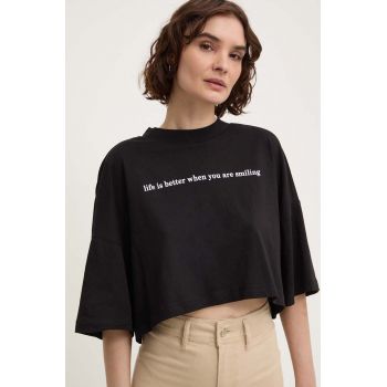 Answear Lab tricou din bumbac femei, culoarea negru, cu spate descoperit