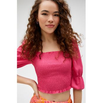 Bluza crop cu maneci bufante