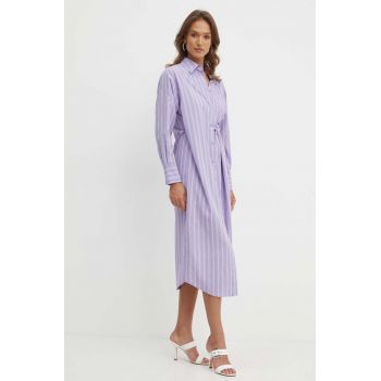 BOSS rochie culoarea violet, midi, oversize, 50521214