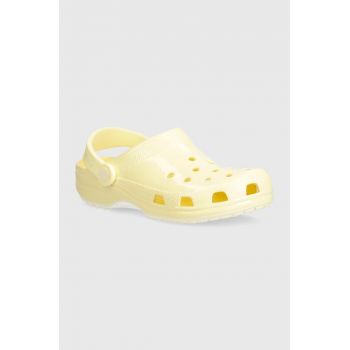 Crocs papuci Classic High Shine Clog femei, culoarea galben, 209609