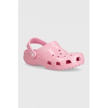 Crocs papuci Classic High Shine Clog femei, culoarea roz, 209609