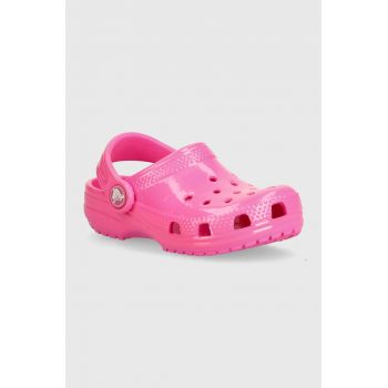 Crocs slapi copii Classic Neon Highlighter Cg culoarea roz