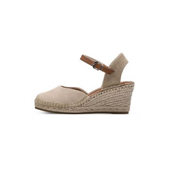 Espadrile wedge de piele intoarsa