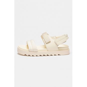 Sandale de piele ecologica si material textil cu velcro