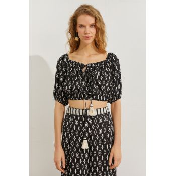Bluza crop cu maneci bufante