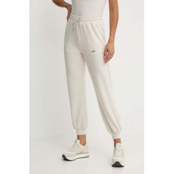 EA7 Emporio Armani pantaloni de trening culoarea bej, neted, TJZBZ.6DTP61